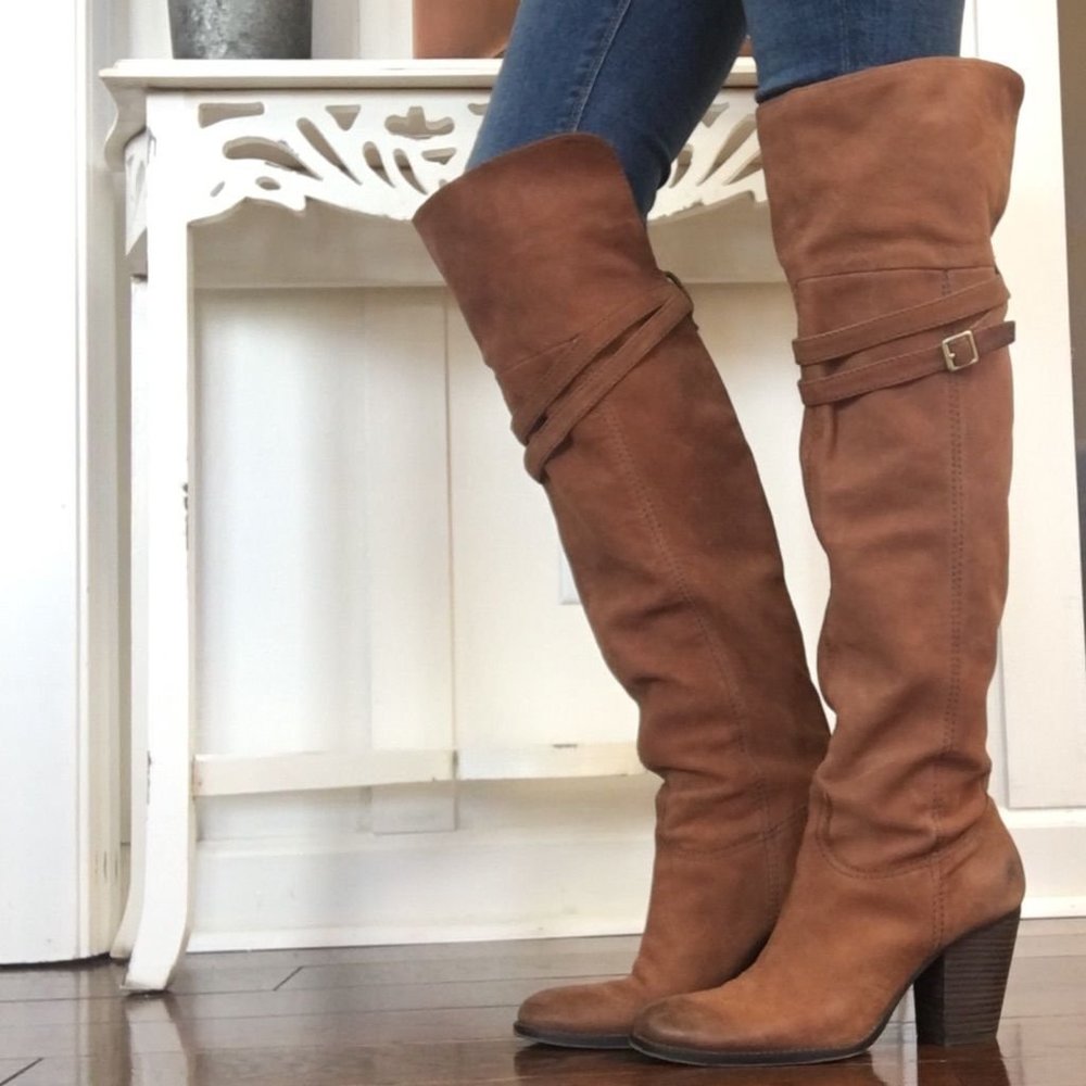 Vince Camuto Suede Over The Knee Fold over Boot